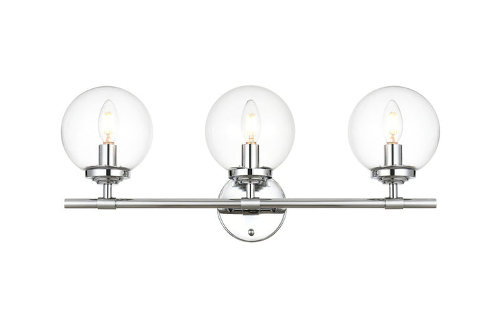 Steel Frame with Clear Glass Globe Vanity Light