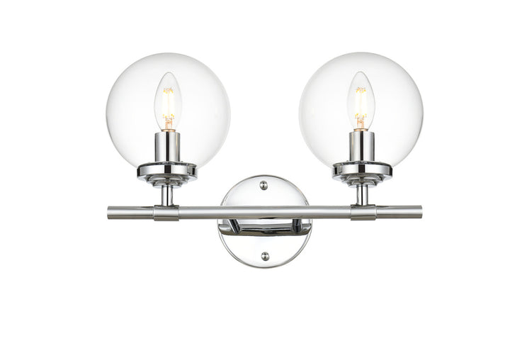 Steel Frame with Clear Glass Globe Vanity Light