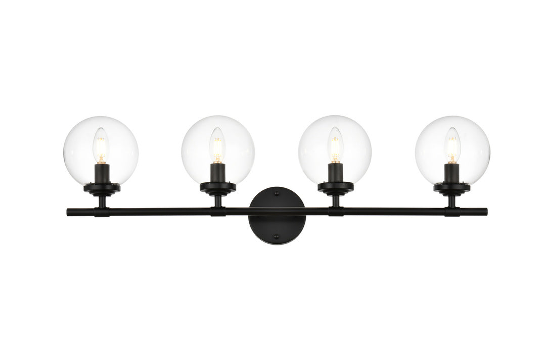 Steel Frame with Clear Glass Globe Vanity Light