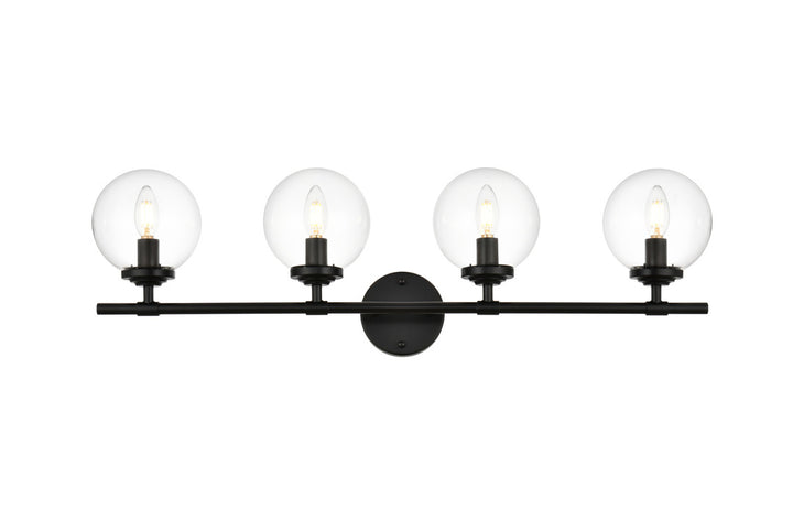 Steel Frame with Clear Glass Globe Vanity Light
