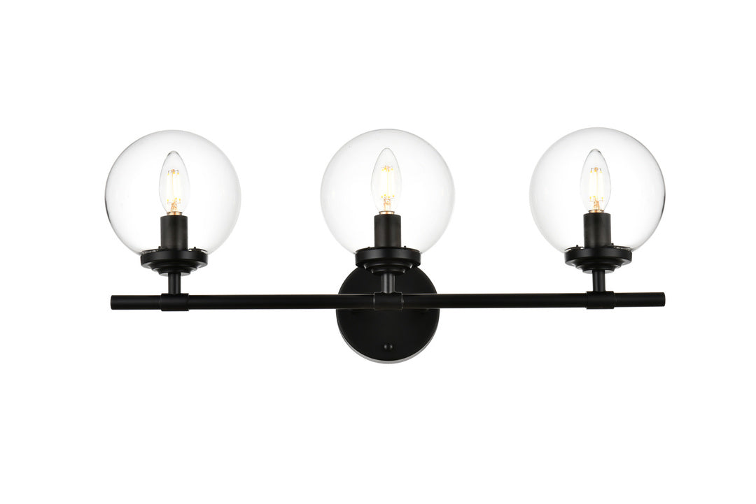 Steel Frame with Clear Glass Globe Vanity Light