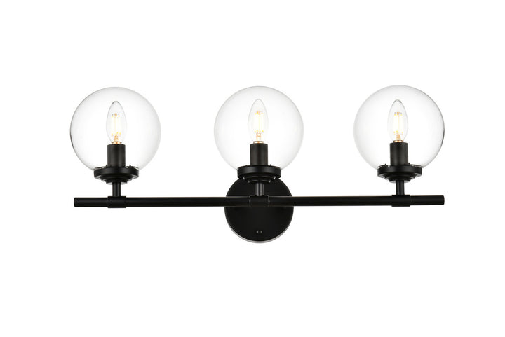Steel Frame with Clear Glass Globe Vanity Light