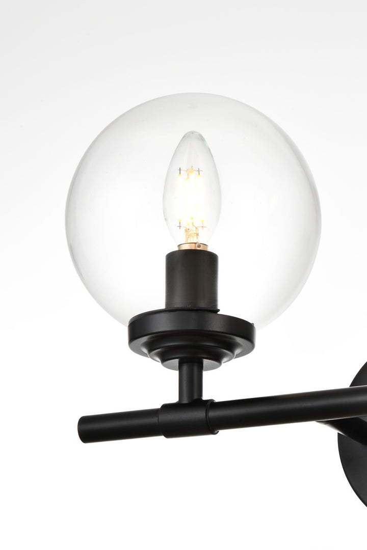 Steel Frame with Clear Glass Globe Vanity Light