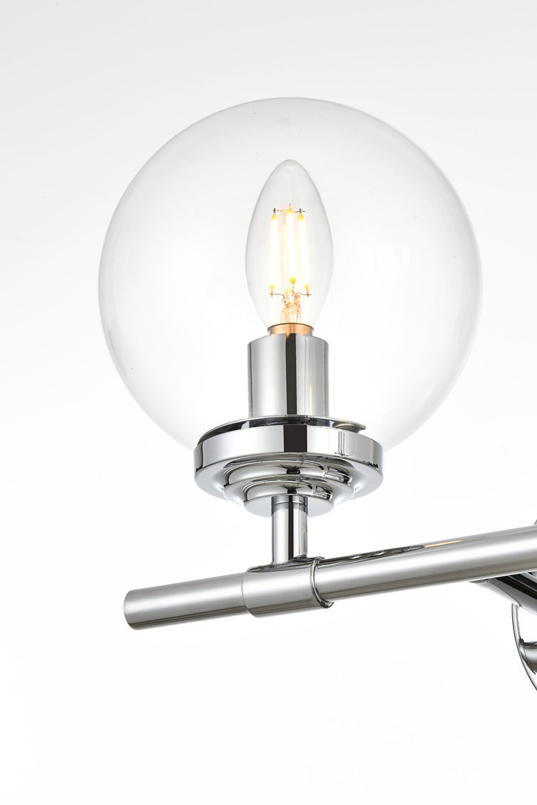 Steel Frame with Clear Glass Globe Vanity Light