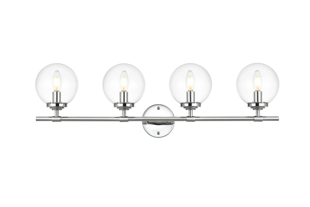 Steel Frame with Clear Glass Globe Vanity Light
