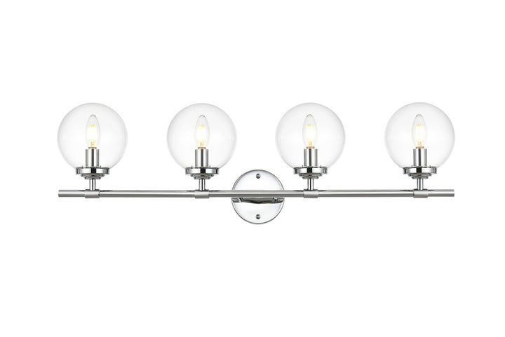 Steel Frame with Clear Glass Globe Vanity Light
