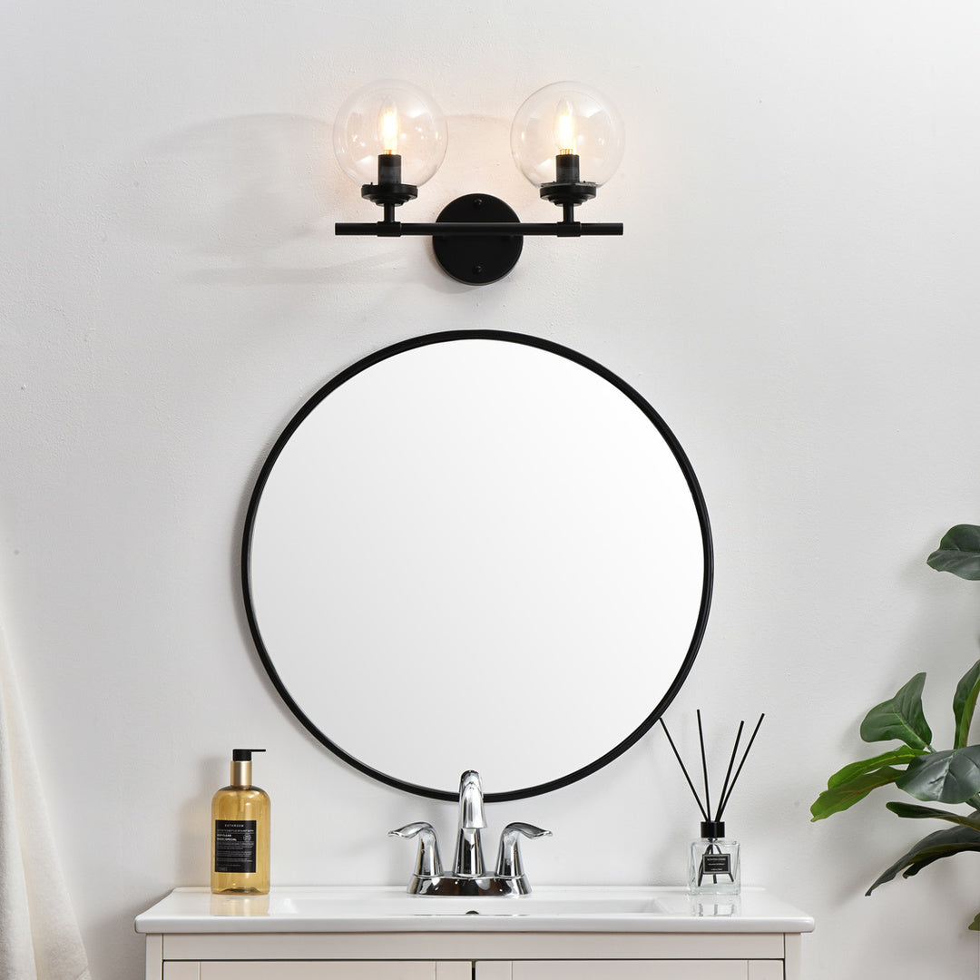 Steel Frame with Clear Glass Globe Vanity Light