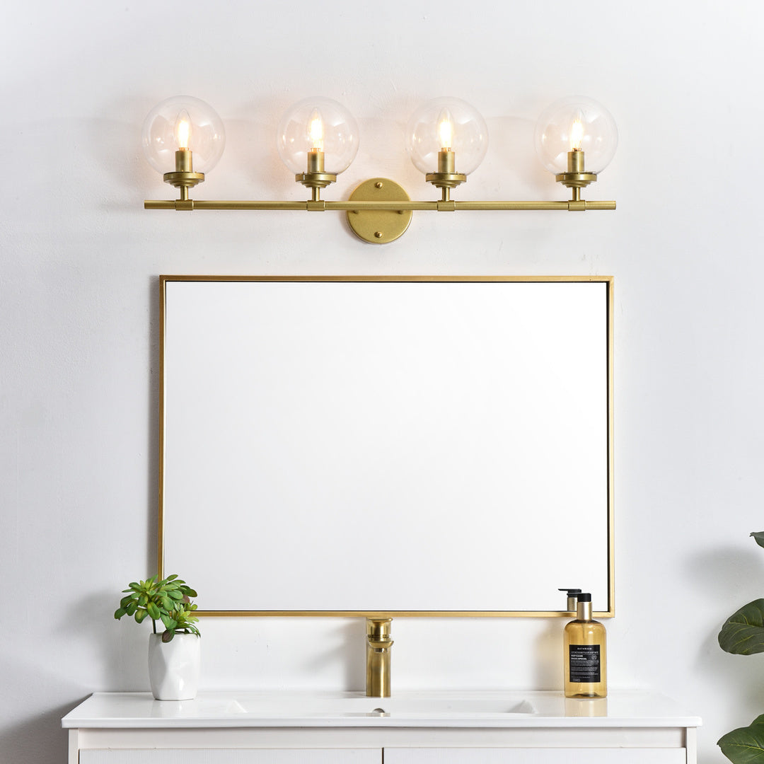 Steel Frame with Clear Glass Globe Vanity Light