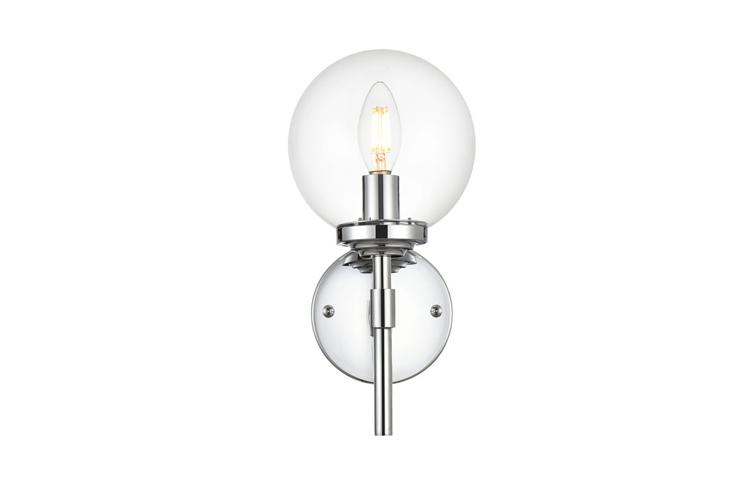Steel Frame with Clear Glass Globe Wall Sconce
