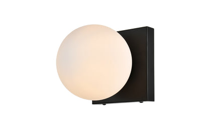 Steel Frame with Frosted White Glass Globe Wall Sconce