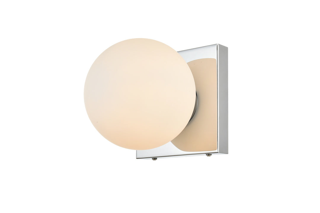 Steel Frame with Frosted White Glass Globe Wall Sconce
