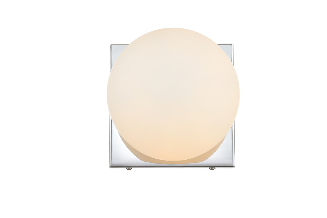 Steel Frame with Frosted White Glass Globe Wall Sconce in Chrome by Living District