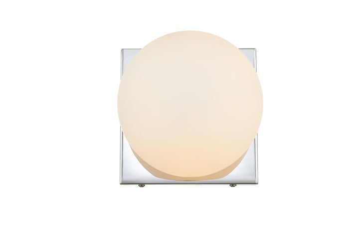 Steel Frame with Frosted White Glass Globe Wall Sconce in Chrome by Living District