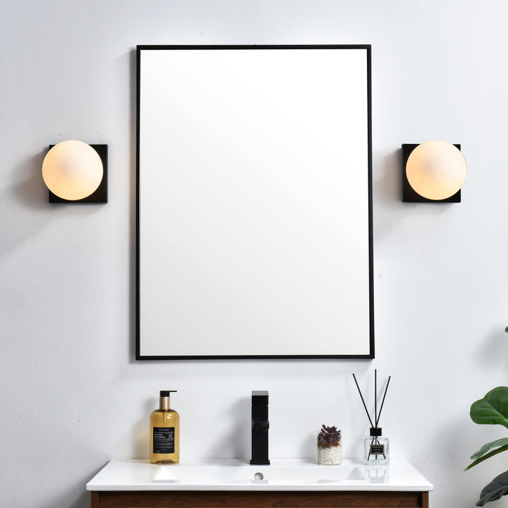 Steel Frame with Frosted White Glass Globe Wall Sconce by Living District - view 7