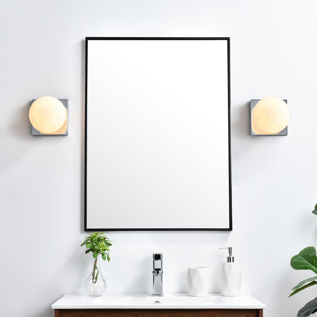 Steel Frame with Frosted White Glass Globe Wall Sconce by Living District - view 8