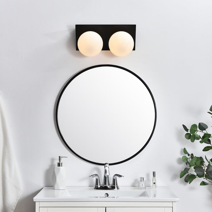 Steel Frame with Frosted Glass Globe Vanity Light