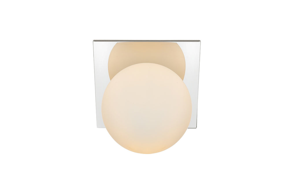 Steel Frame with Frosted Glass Globe Wall Sconce in Chrome by Living District