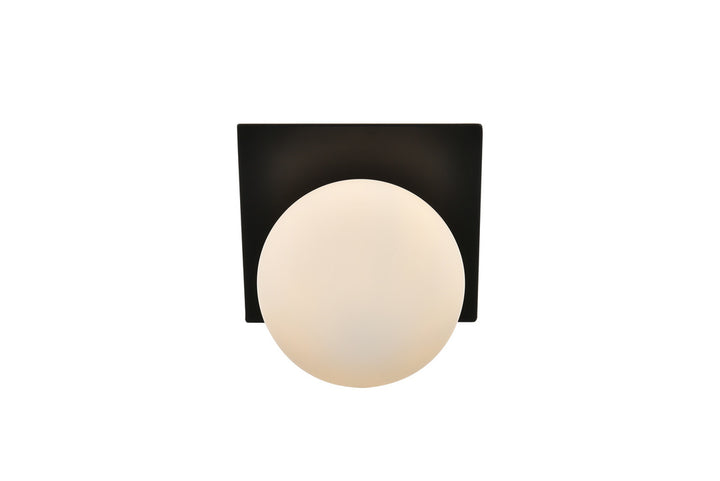 Steel Frame with Frosted Glass Globe Wall Sconce in Black by Living District