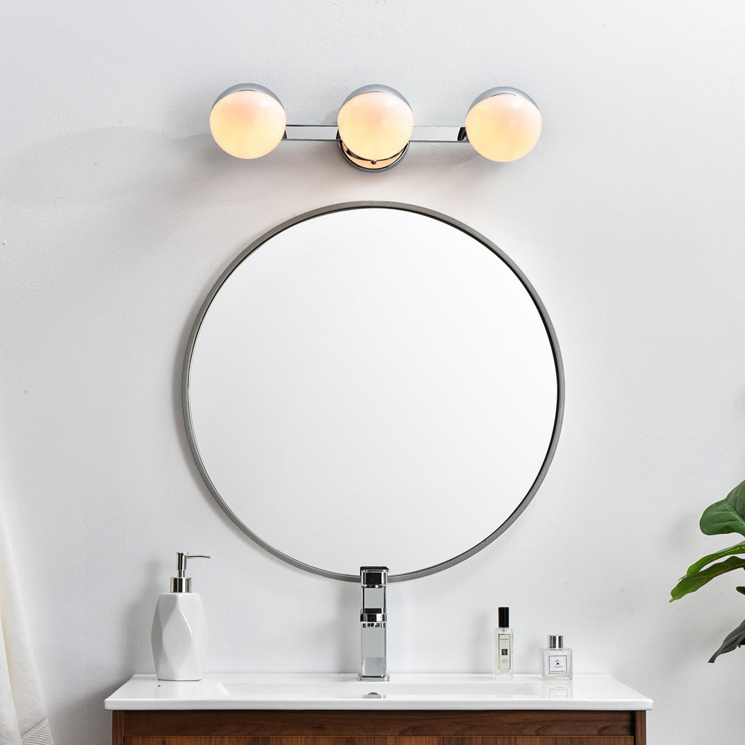 Steel Frame with Frosted White Acrylic Globe Vanity Light