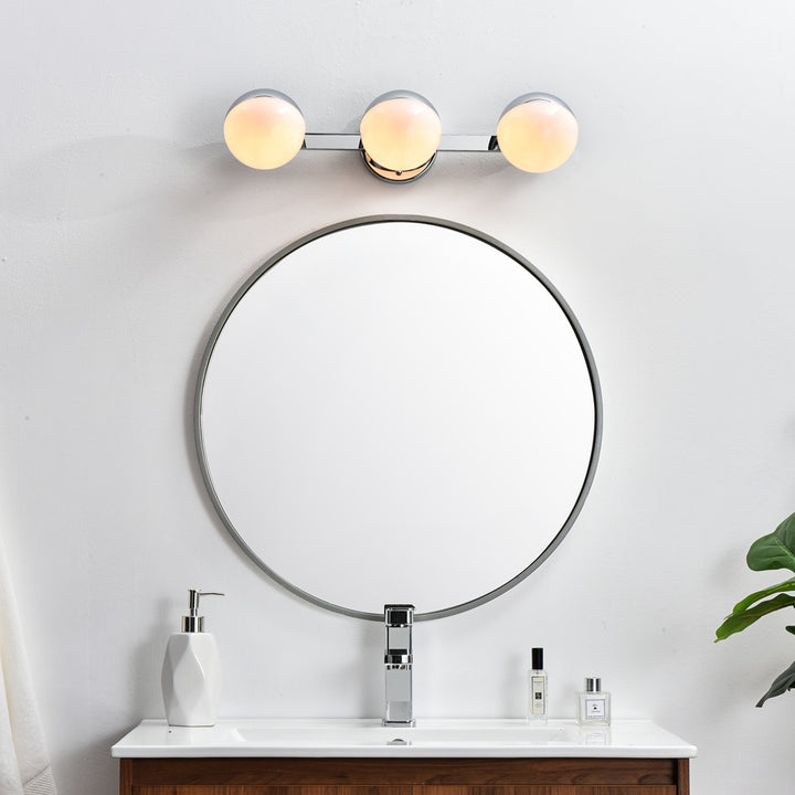 Steel Frame with Frosted White Acrylic Globe Vanity Light