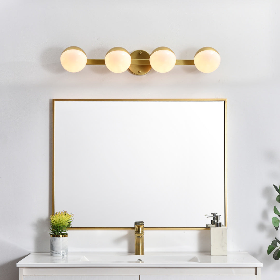 Steel Frame with Frosted White Acrylic Globe Vanity Light