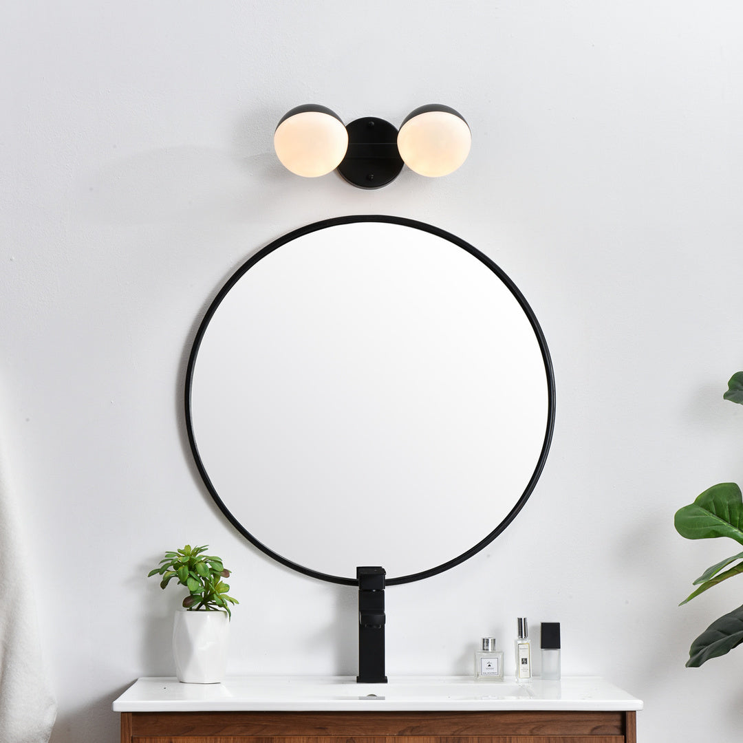 Steel Frame with Frosted White Acrylic Globe Vanity Light