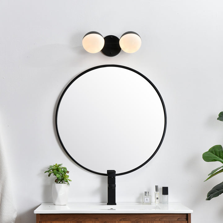 Steel Frame with Frosted White Acrylic Globe Vanity Light