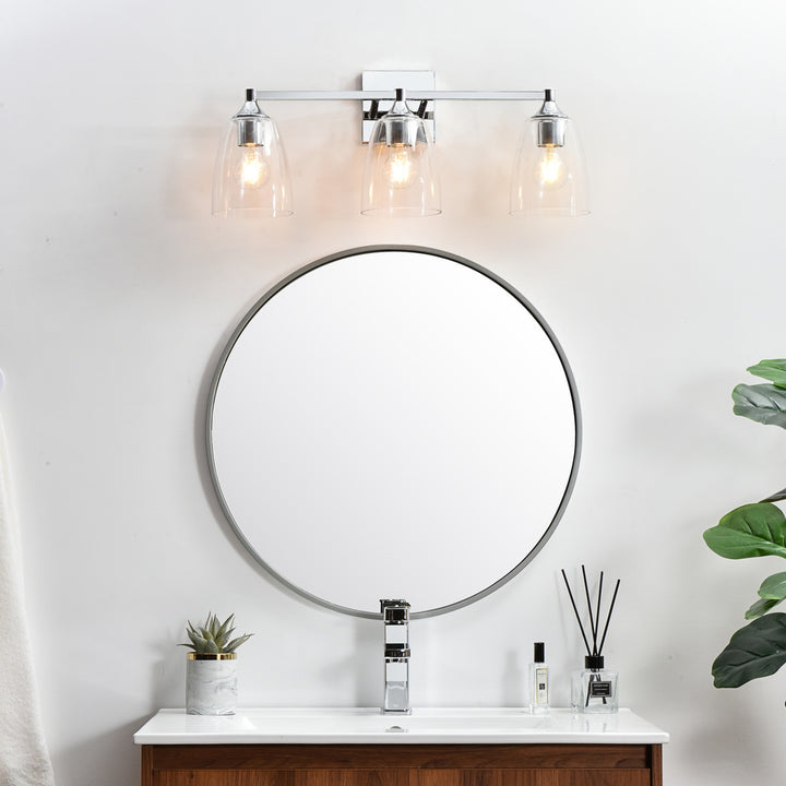Steel Frame with Clear Glass Shade Vanity Light