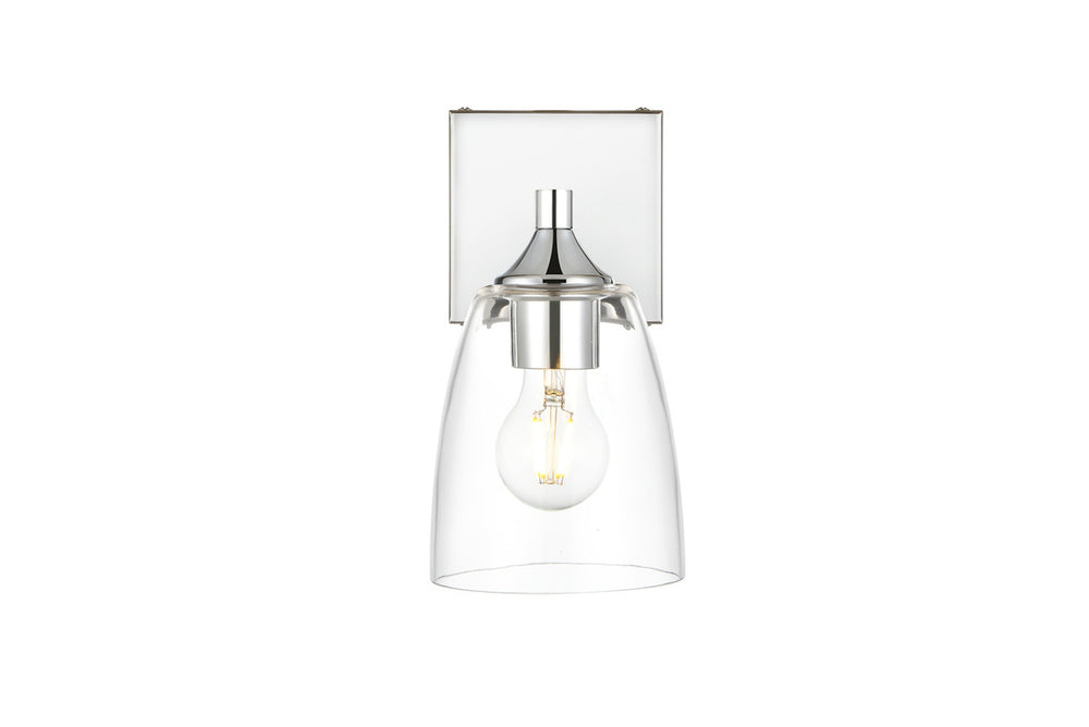 Steel Frame with Clear Glass Shade Wall Sconce in Chrome by Living District