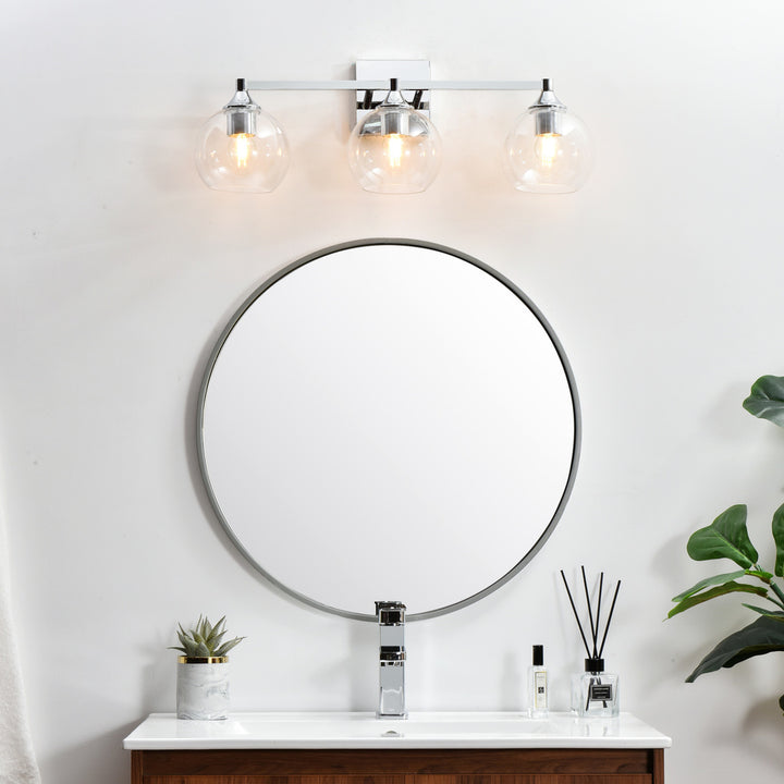 Steel Frame with Clear Glass Shade Vanity Light
