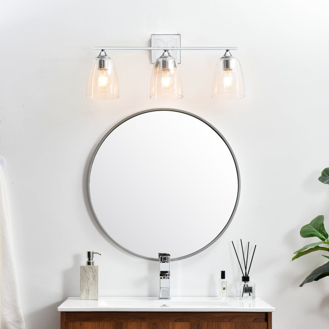 Steel Frame with Clear Glass Shade Vanity Light