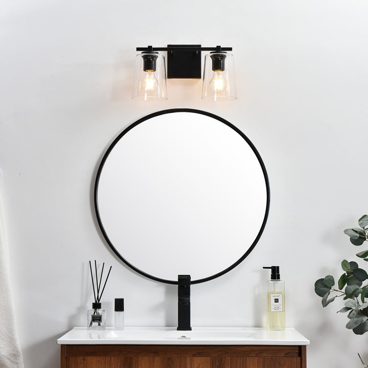 Steel Frame with Clear Glass Shade Vanity Light