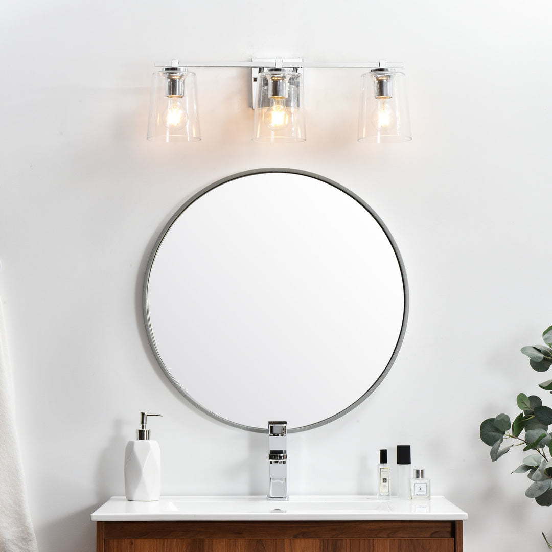 Steel Frame with Clear Glass Shade Vanity Light