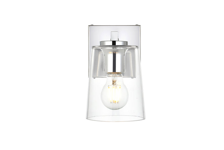 Steel Frame with Clear Glass Shade Wall Sconce in Chrome by Living District