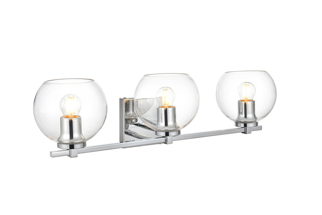 Steel Frame with Clear Glass Globe Shade Vanity Light