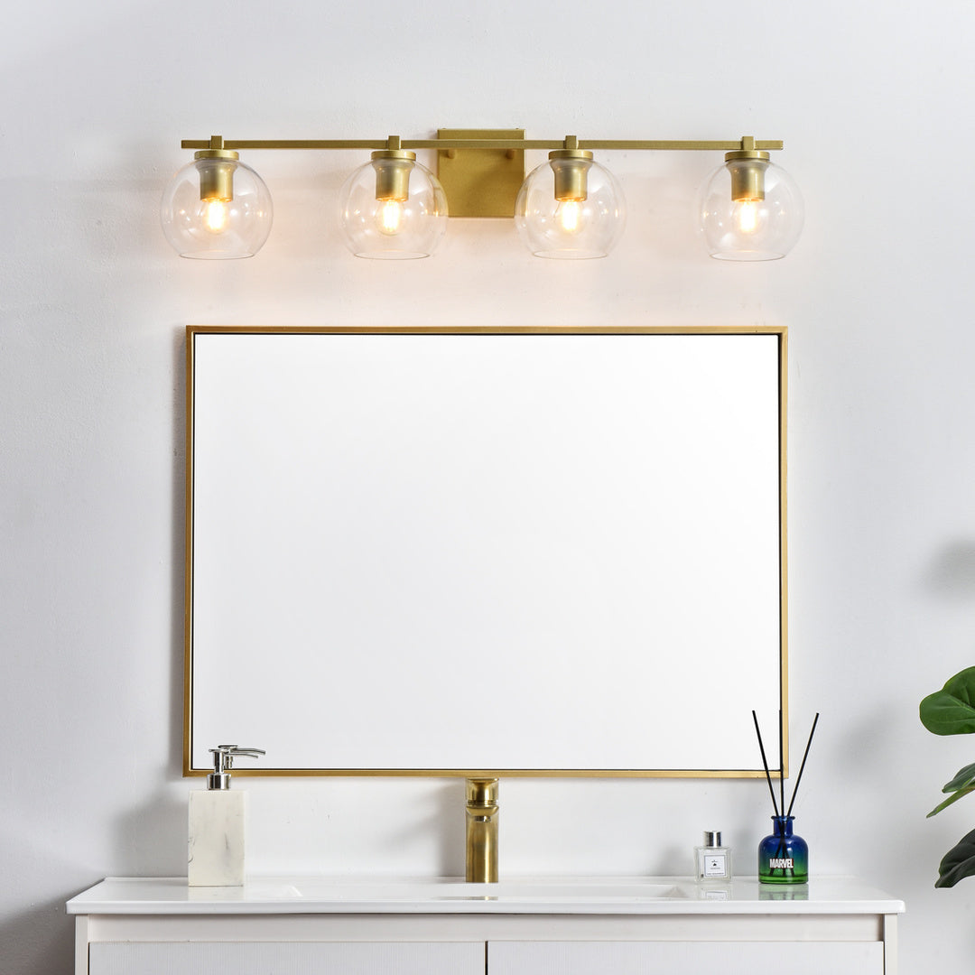 Steel Frame with Clear Glass Globe Shade Vanity Light