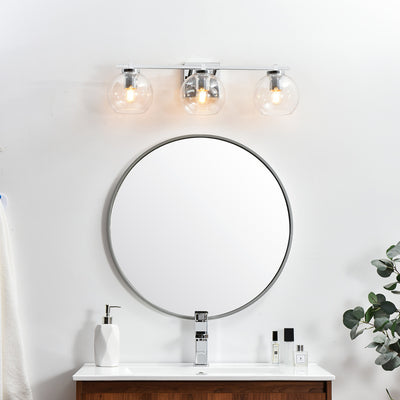 Steel Frame with Clear Glass Globe Shade Vanity Light