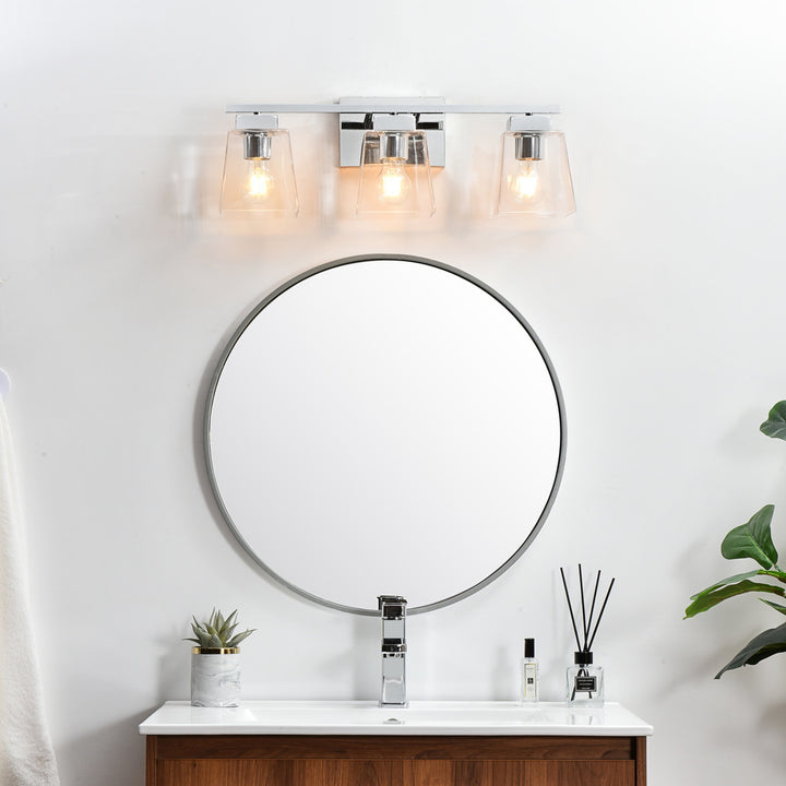 Steel Frame with Clear Glass Shade Vanity Light