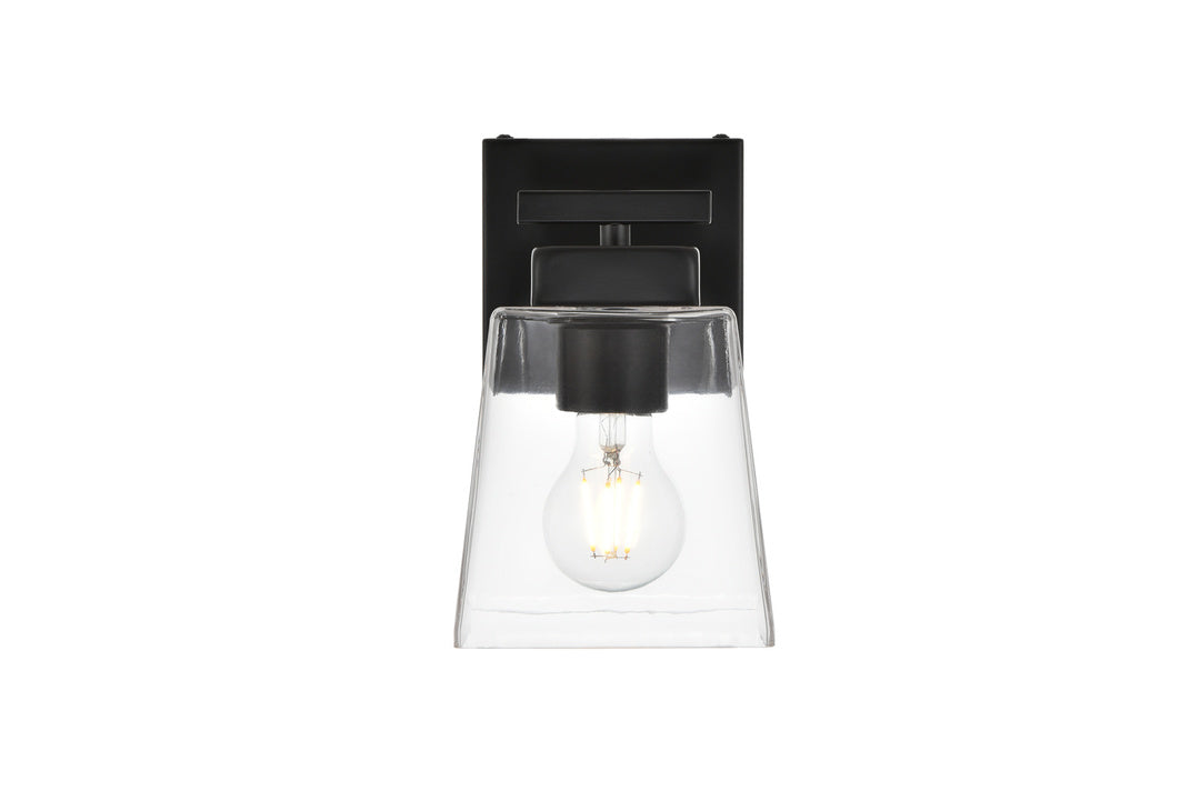 Steel Frame with Clear Glass Shade Wall Sconce in Black by Living District