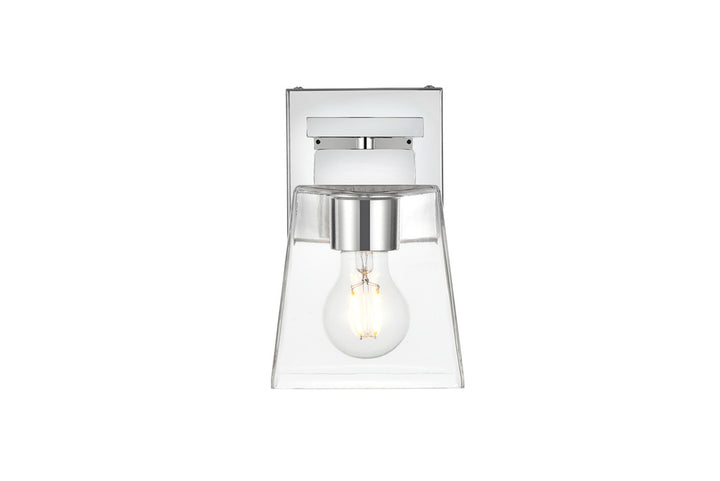 Steel Frame with Clear Glass Shade Wall Sconce in Chrome by Living District
