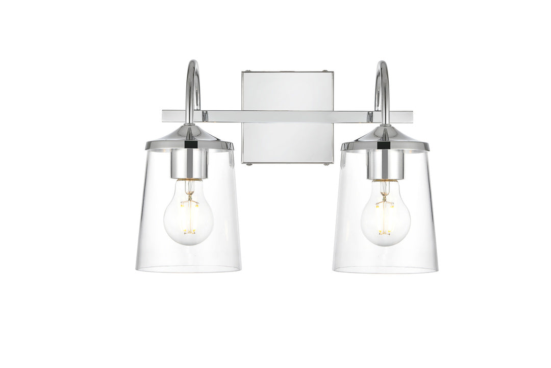Steel Curve Arm Frame with Clear Cylindrical Glass Shade Vanity Light