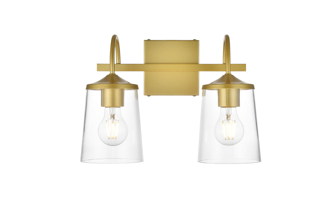 Steel Curve Arm Frame with Clear Cylindrical Glass Shade Vanity Light