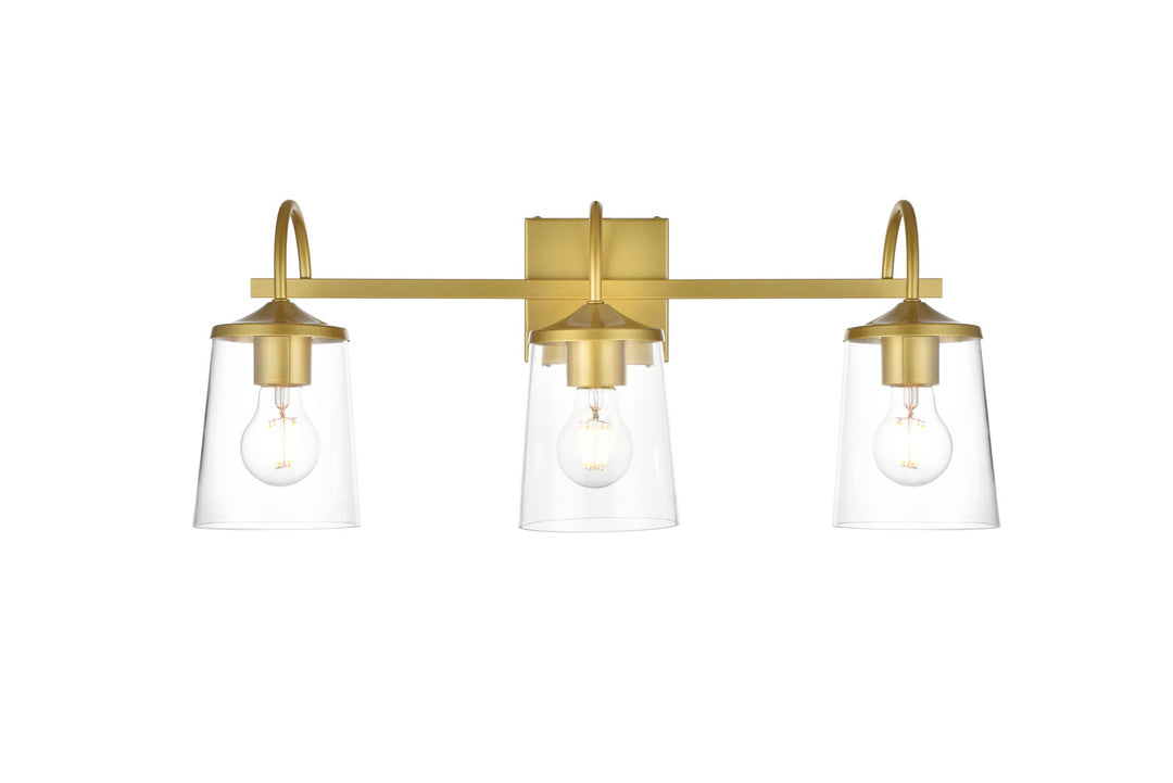 Steel Curve Arm Frame with Clear Cylindrical Glass Shade Vanity Light