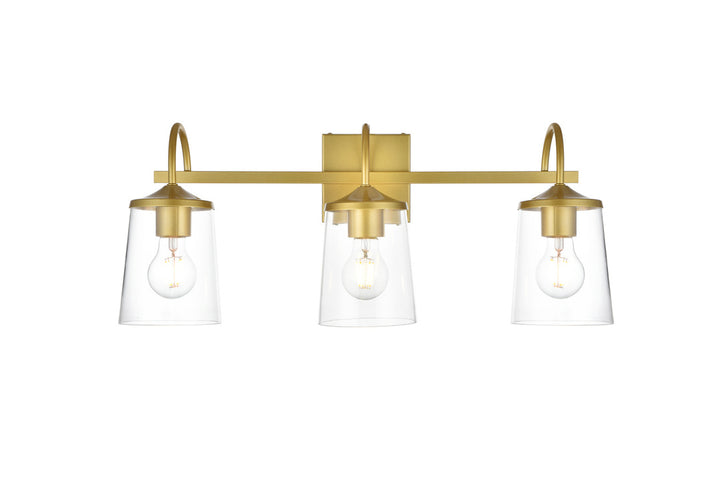 Steel Curve Arm Frame with Clear Cylindrical Glass Shade Vanity Light