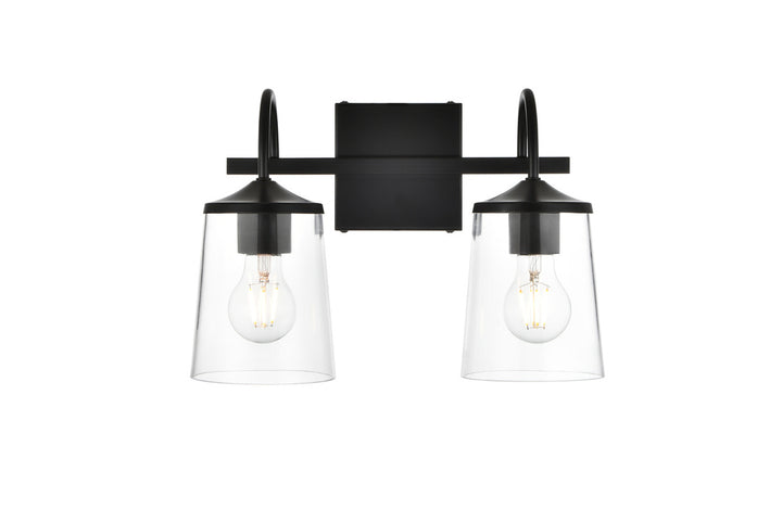 Steel Curve Arm Frame with Clear Cylindrical Glass Shade Vanity Light