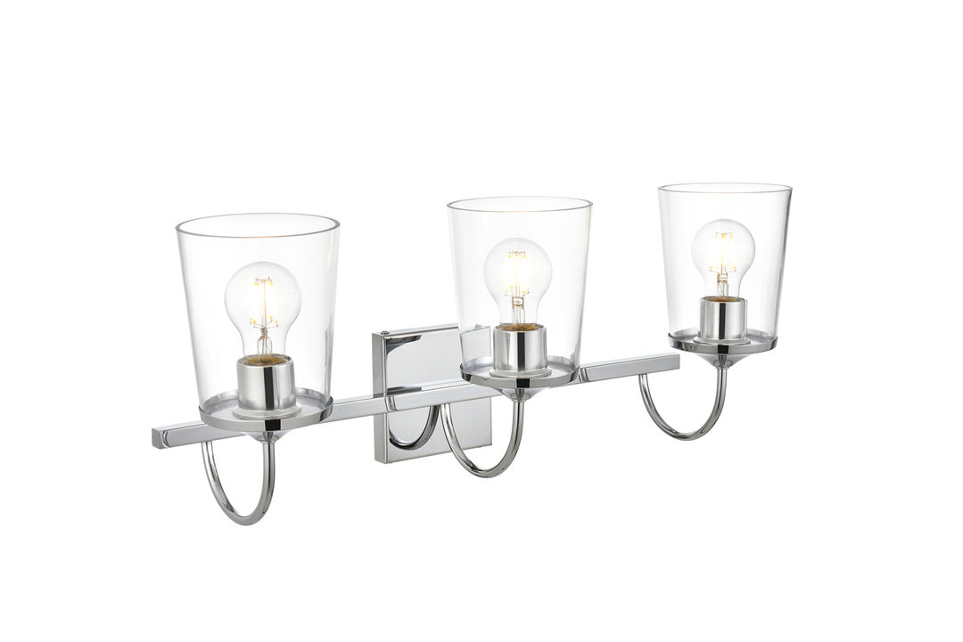 Steel Curve Arm Frame with Clear Cylindrical Glass Shade Vanity Light