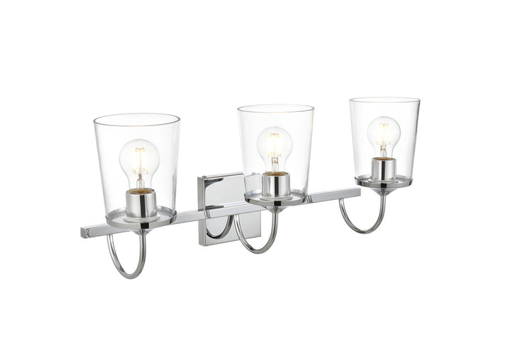 Steel Curve Arm Frame with Clear Cylindrical Glass Shade Vanity Light