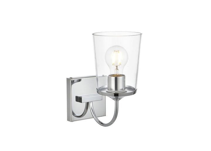 Steel Curve Arm Frame with Clear Cylindrical Glass Shade Wall Sconce by Living District - view 5