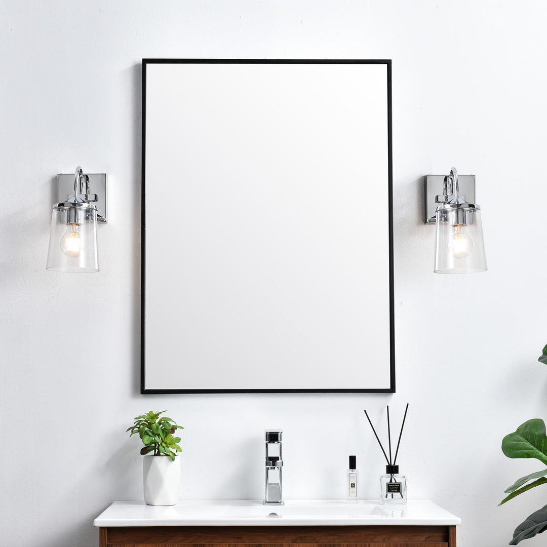 Steel Curve Arm Frame with Clear Cylindrical Glass Shade Wall Sconce by Living District - view 8