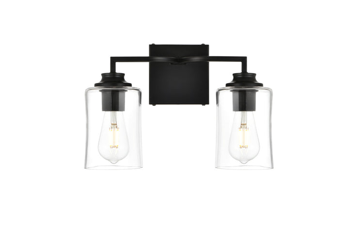 Steel Curve Arm Frame with Clear Cylindrical Glass Shade Vanity Light
